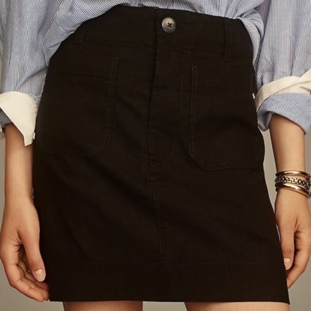 Anthropologie Maeve Black High-Waisted Cargo Mini Skirt w/ Front & Back Pockets